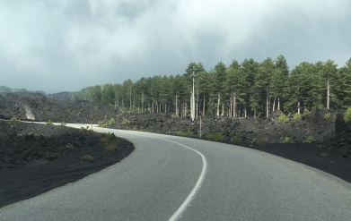 Road through lava stream