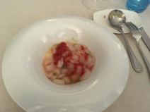 Shrimp w chickpea cream