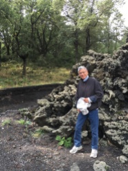 Rod at edge of lava flow